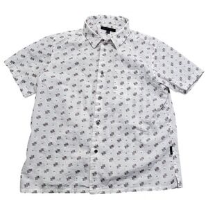 John‎ Varvatos USA Mens Medium White Purple Geometric Short Sleeve Button Shirt